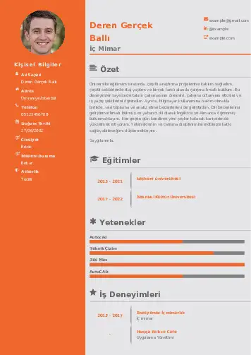İç Mimar Cv Örnekleri cv indir